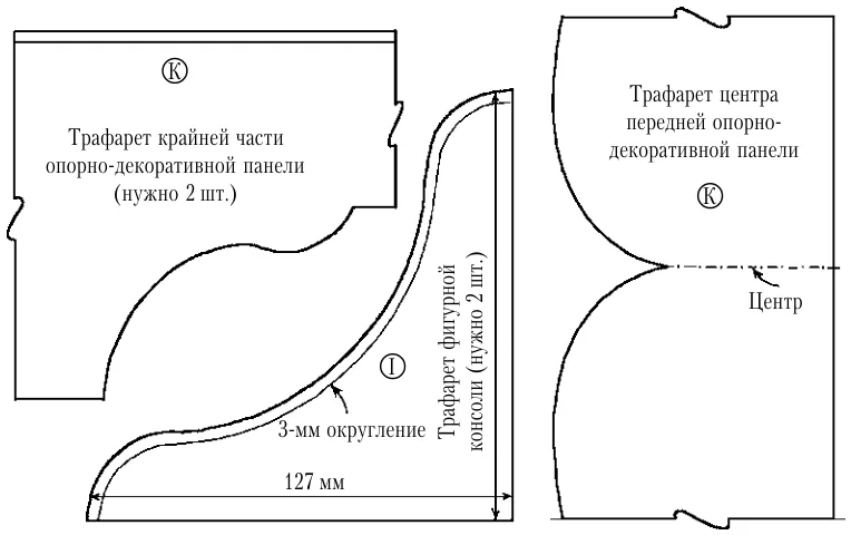 Шаблоны фигурного выреза цокольной панели и консоли